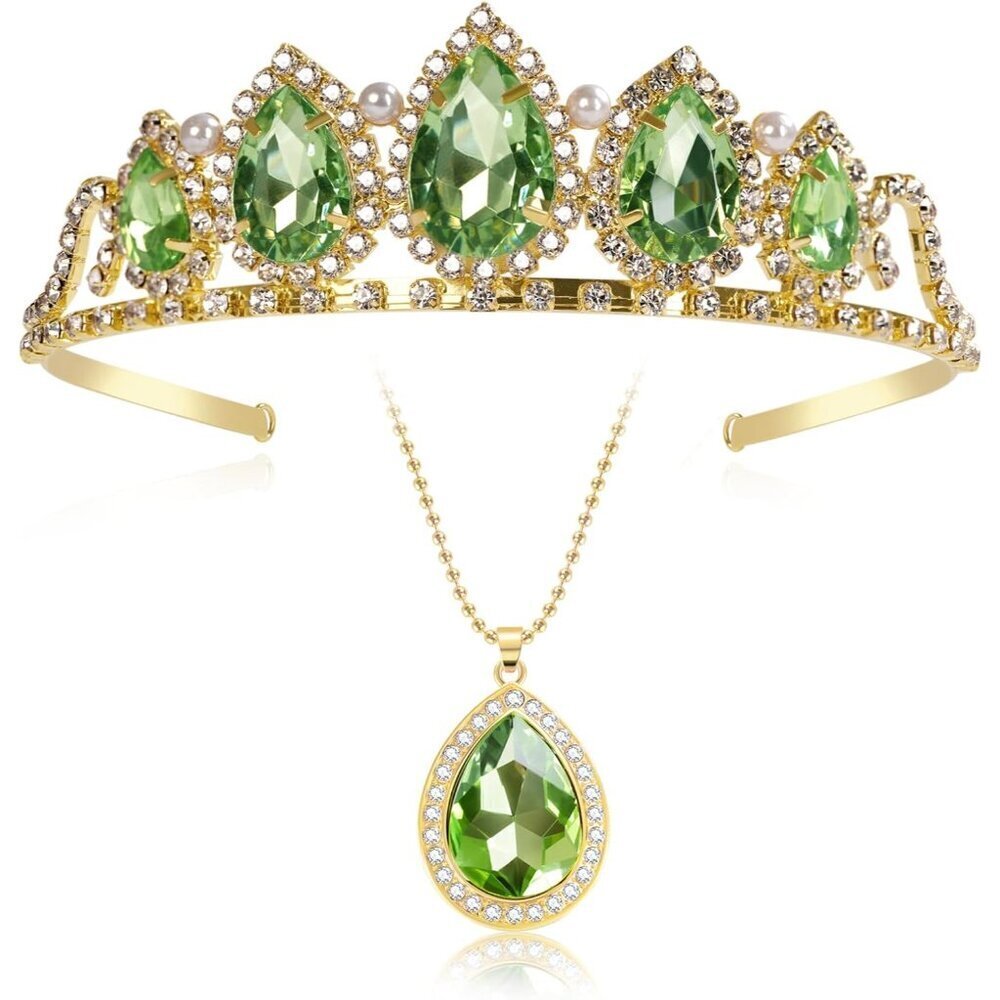 Princess Tiana Tiara and Necklace Set Costume Accessory for Women